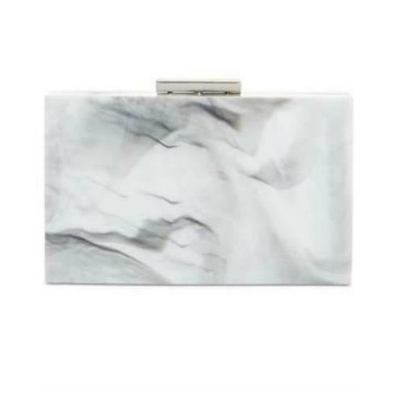 INC Marble rectangular box women's clutch minaudiere - GREY/WHITE - Picture 1 of 10